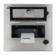 Fermé avec trappe ouverte et Zebra ZD421, coffret de protection inox imprimante de bureau orienté de face
