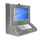 Coffret pour HMI ATEX pour l’utilisation de matériel informatique dans des environnements potentiellement explosifs Vue latérale droite du coffret pour HMI ATEX en acier inoxydable 316
